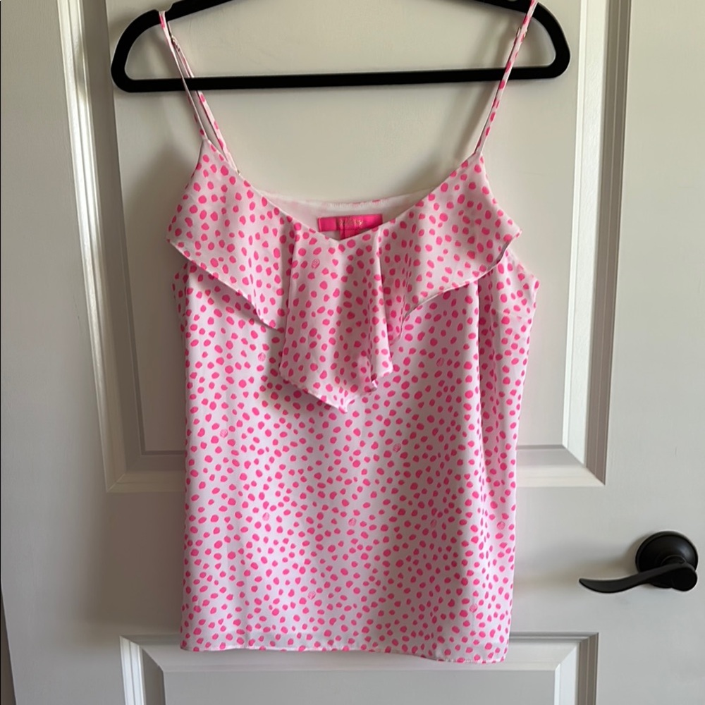 NWOT LILLY PULITZER KARMEN CAMI TOP *LILLY'S DOT* PROSECCO PINK